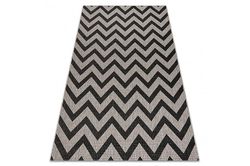 RugsX CARPET SIZAL FLOORLUX 20340 sølv / sort ZIGZAG grå 240x330 cm