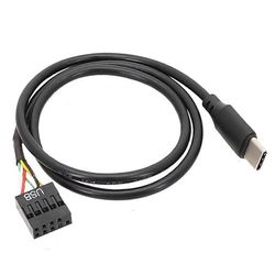 1kpl USB 9Pin - USB Type C -kaapeli tietokoneen emolevylle USBC: lle toissijainen näyttö PC LCD-näyttö 9 Musta