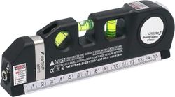 Laserniveau, målebånd med flere værktøjer, 2,5 m standardniveau med laser- og linealindhold
