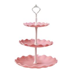 ZHOUBA Snack Tray Trelags anti-deformert PP Creative Refreshment Cake Stand for husholdning Rosa