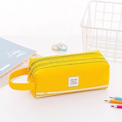 (gul)pencil Case School Office Leverandører Canvas Stor kapacitet