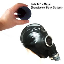 Caraele Fuld Ansigt Latex Maske, Sort Gummi Fetish Gas Mask, Breathing Control Gear, Cosplay Rekvisitter Gennemsigtig sort