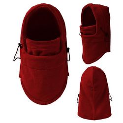 Liltop Vinter varm mens termisk balaclava Biker Ski Hat fuld ansigtsmaske hætteklædte cap Vin rød
