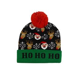 Ho Ho Print Jule hue Lyser Varm Hat