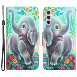 Samsung Galaxy A35 5G -kotelolle kuviopainatus PU-nahkainen puhelimen telinekansi Elephant