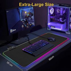 Lysende RGB Led Gaming Musemåtte Skridsikker skrivebordstastaturmåtte 80x30CM