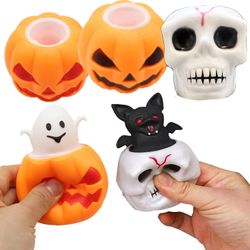 Halloween Leker 3stk Halloween Stress Relief Leker Klem Baller Gresskar Ghost Skeleton Søt Design Stress Klem Leker Ghost Avlaste Stress Fidget Leker