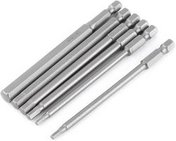 6-pack 100mm H2.5-H8 1/4 "Hex Shank magnetisk skruvmejsel Bit Set