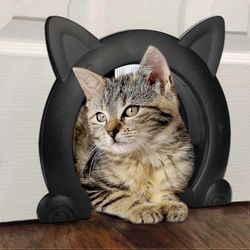 Shindat Kissan sisäovi - Sisäkissan ovi - Lemmikkieläinten ovet - 22,5 x 5,5 x 27 cm (P) Musta