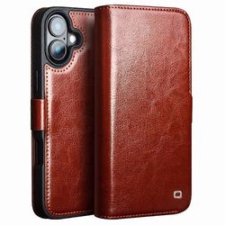 QIALINO iPhone 16 -kotelolle TPU + aito lehmännahkainen lompakon puhelimen kansi Monivärinen Style B