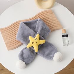 Vinter fortykket kanin pels hagesmæk for drenge og piger Baby Cross Varm Tegneserie matchende tørklæde grå