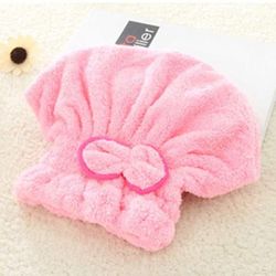 Hår tørring håndklæde cap Bowknot Wrap håndklæde badehætte til hurtig tørring hår Pink