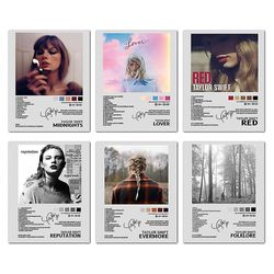 6-pak Taylor Swift Album Plakater Folk Lover Red Midnight Ry Tidløse udskrifter Albumcover Vægkunst Dekoration Gaver til Swift fans