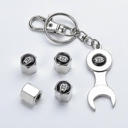 Autonrenkaiden pölykorkit Kialle logo päällä, 4kpl metalliset autonrenkaiden venttiilikorkit Kia-renkaille, korroosionestotyökalu