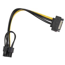 15-nastainen SATA-uros - 8-nastainen (6+2) PCI-E-virtalähdekaapeli SATA-kaapeli 15-nastainen - 8-nastainen kaapeli 18AWG-johto