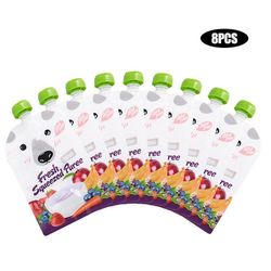 8stk 200 ml Baby genanvendelig modermælkspose Madopbevaring Klem madpose Bærbar frugtgrøntsag Baby madpose Fodringsposer