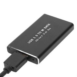 MSATA - USB 3.0 SSD -kotelo ulkoinen kiintolevylaatikko säilytyskotelosovitin 30X50mm 30X30mm Musta
