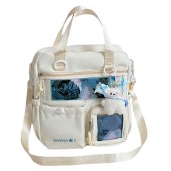 3 in 1 Ita Bag Reppu Läpinäkyvä koululaukku Crossbody Laukku Käsilaukku Suurikapasiteettinen olkalaukku Reppu Lahjat Valkoinen