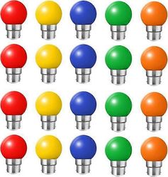 Pakkaus 20 B22 LED-värilamppua, 2W bajonettilamppua, punainen, keltainen, oranssi, vihreä, sininen, särkymätön (20 W vastaava)