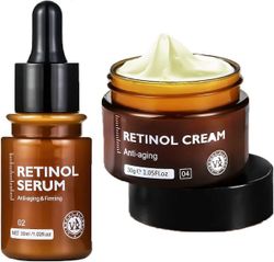 2-pakkaus Vibrant Glamour Retinol Anti-Aging voide ja seerumi, retinolivoide, retinolikosteusvoide, ryppyjä estävä seerumi