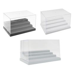 Gennemsigtig 4-trins akryl anti-støv displaycase med base 25x17x14,5cm Fit Animal Figures Doll