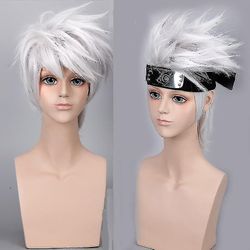 Japansk Anime Cosplay Kostumer Hatake Kakashi Grøn Vest Vest Vest Beklædning Mænd Kvinder Halloween Party Jakke Top Bukser Paryk kun paryk only wig