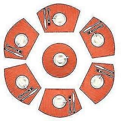 Pyöreän pöydän placemats-sarja 7 kiila-paikkamatto keskipiste pyöreällä matolla Lämmönkestävät pöytämatot Pestävä Oranssi