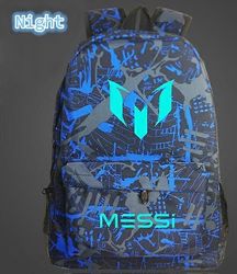 Koulun hartiat Jalkapallokassit Messi Logo Painatus Valovoimaiset reput lapsille Matkustaa Mochila Monivärinen