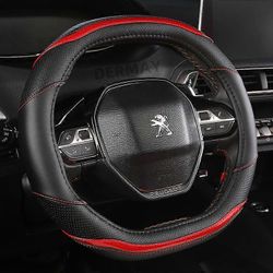 varten Peugeot 3008 4008 5008 auton ohjauspyörän kansi hiilikuitu + PU nahka Autotarvikkeet sisustus Coche Red