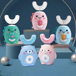 360 Sonic sähköhammasharja lapsille U Shape automaattinen silikonihammasharja Smart Timer ladattava sininen valo IPX7Hammasharjat