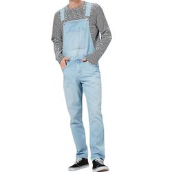 Varychmoo Mænd Seler Jeans Bukser Denim Dungarees Overalls Bib og Brace Work Pants Lyseblå L