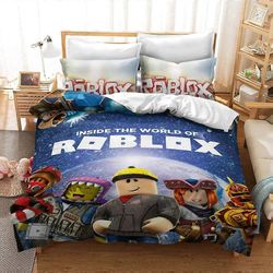 Kerota Vuodevaatteet pussilakanasetti - Game Roblox mikrokuitupussilakanasetti 3 osaa pussilakana ja 2 tyynyliinaa) Single135x200cm