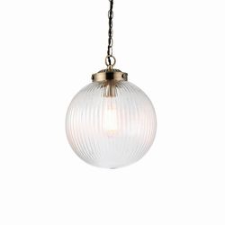 Endon Collection Lighting Brydon 1 Light Globe Loft Vedhæng Antikke Messing, Klart Glas, E27