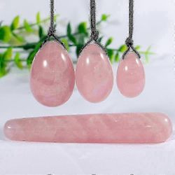 Heyone Yoni munat setti luonnollinen vaaleanpunainen ruusukvartsi parantava kristallihieronta stick kegel kuntoilija naisille