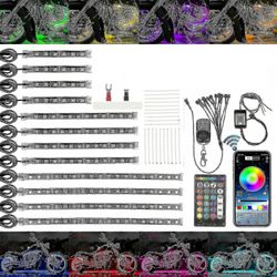 Lequeen Rgb Motorcykel Led Light Under Glow Neon Strip Bluetooth App Control Kit