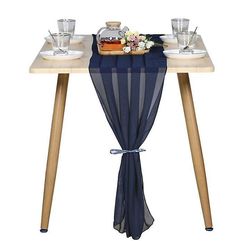 Witdreamer 120 "Bryllup Bord Runners Dusty Soft Chiffon Bryllup Runner Brude Party Decor Mørkeblå