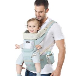 Ergonomisk Baby Carrier Baby Kangaroo Child Hip Seat Tool Baby Holder Slynge Wrap Rygsæk (grøn)