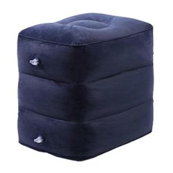 Puhallettava jalkatuki lentomatkoille, säädettävä korkeus, kannettava jalkatukityyny lapsille ja aikuisille Tummansininen