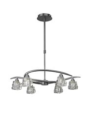 Inspired Lighting Inspireret Mantra - Iku - Teleskopiske Semi Flush Cabriolet 6 Light G9, Satin Nikkel