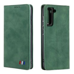Etui til Samsung Galaxy S21 Fe Cover Magnetisk lukning tegnebog Bog Flip Folio Stand View Læder cover Stødsikker - Grøn