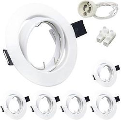 6X moderni GU10 alasvalo kattoon, pyöreä mattavalkoinen viimeistely metallirunko upotettaviin kattovalaisimiin, 30° kallistuvat kääntyvät LED-kohde...