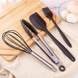 Unbrand 4pcs Set-kage Sort Silikone Køkkenudstyr Non-stick Madlavning Tool