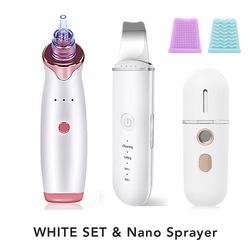 Eveltek Ultralyd Scrubber Hudspatel Facial Cleaner Peeling Massage Spa Blackhead Remover Sæt 2 Hvid