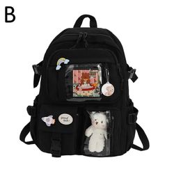 Jeek Reppu Kawaii Reppu Vedenpitävä monitaskuinen Nylon-koulureppu tytöille Koulu Söpö kannettava tietokone Kirjapakkaus Reppu A2p3-ZC