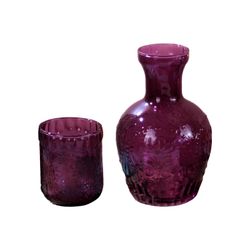 2023 Yöpöydän vesikarahvi ja lasisetti makuuhuoneen yöpöydälle, Bediside-karahvi lasikupilla violetti