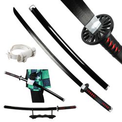 Atuto Håndlaget Demon Slayer Katana 104cm Anime Cosplay Våpen Samurai Sword Real Rengoku Tanjiro Utvalg av stiler Catana Tanjirou Svart