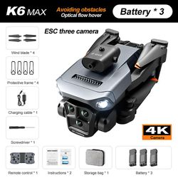 Sajygv Professionel 5000m 4k GPS RC Drone Tre kameraer Optisk flow Lokalisering af vidvinkel Firevejs forhindring af forhindringer Quadcopter Sort-...