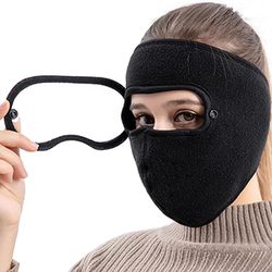Liltop Vinter Unisex vindtæt ansigtsmaske &beskyttelsesbriller Varm Skull Cap Sæt Sort