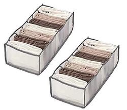 Gangxun Garderobe tøj Organizer, 2pcs foldbare vaskbare skuffe opbevaringskasser med 7 rum, høj kapacitet Grids closet dividers til undertøj, sokke...
