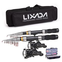 Lixada Fiskestang Reel Combo Full Kit 2.1m / 2.3m Teleskopisk fiskestang Spinning Reel Sett med 2.1m & 2.3m rod